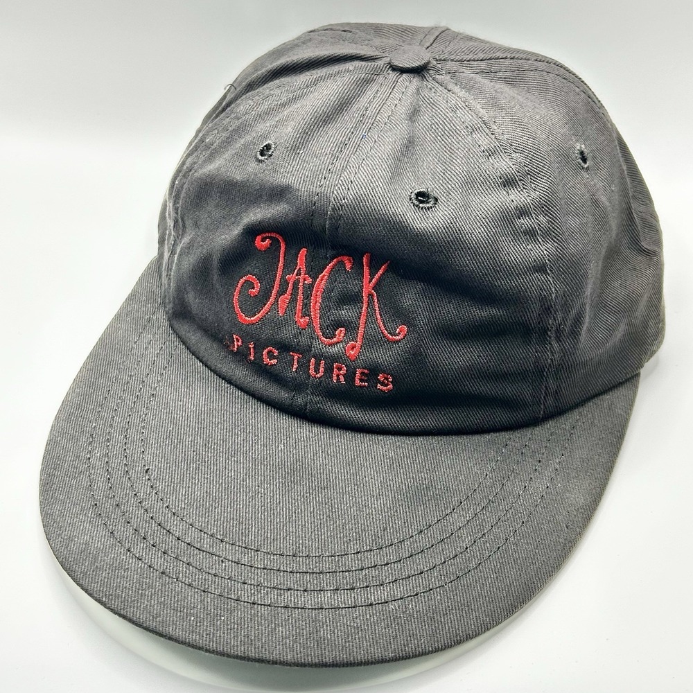 Jack Pictures Logo Wordmark Hat Cap Adjustable Strapback Black Made in USA